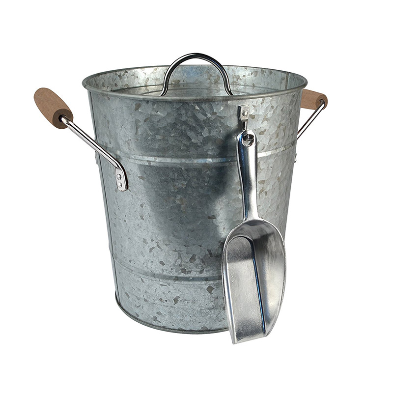 Ice Bucket with Scoop, Galvanized, Metal