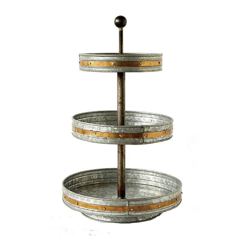 Silver & Gold Metal 3 tiered serving tray