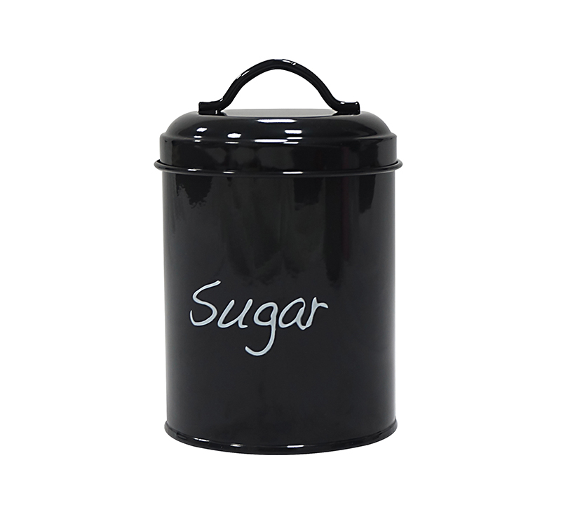 Hot sale round metal black sugar container