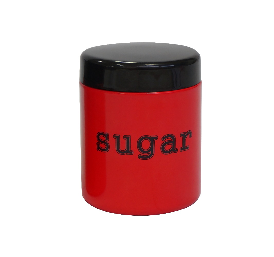 Hot sale metal sugar jar red canister set with lid 