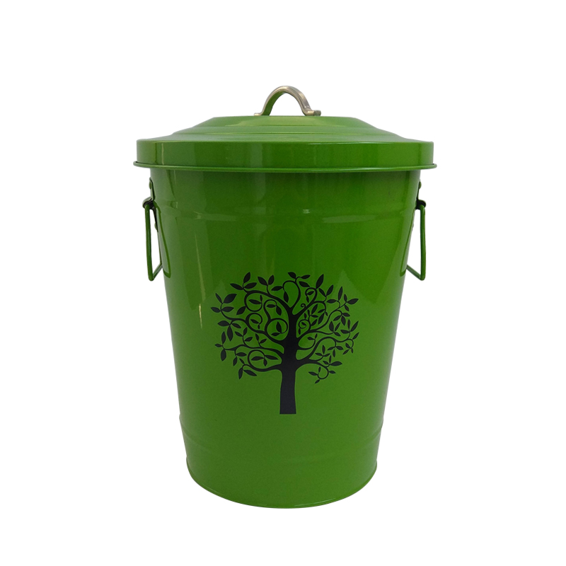 High quality home garden green galvanized metal trash containers
