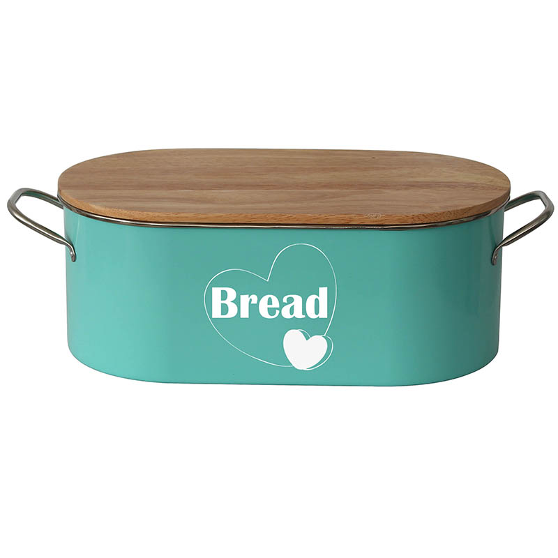 Vintage Metal Bread Box For Kitchen Counter with Bamboo Lid