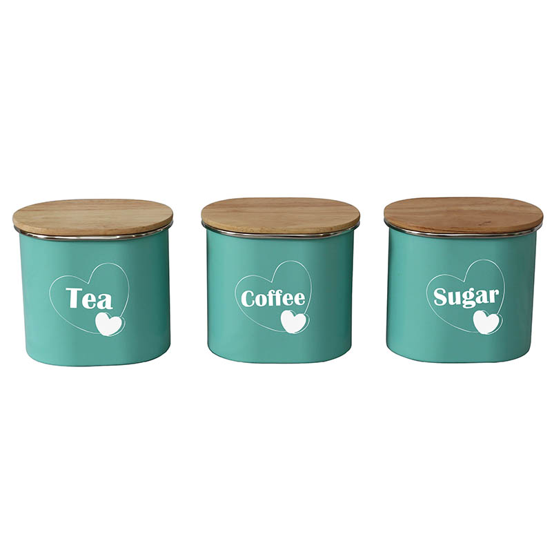  Set of 3 Metal Kitchen Food Storage tea coffee sugar containers
