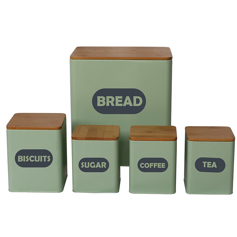Hot Sale Metal Material Kitchen storage bread biscuit sugar coffee tea canister sets