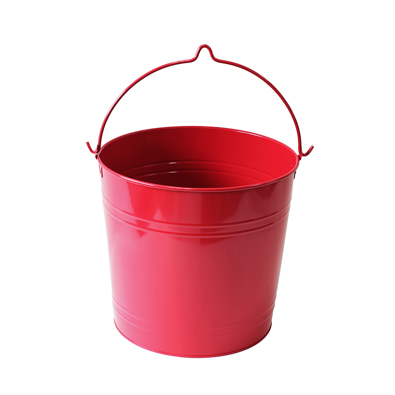 Red Tinplate Metal Home Decoration 12L Iron Bucket For Sale