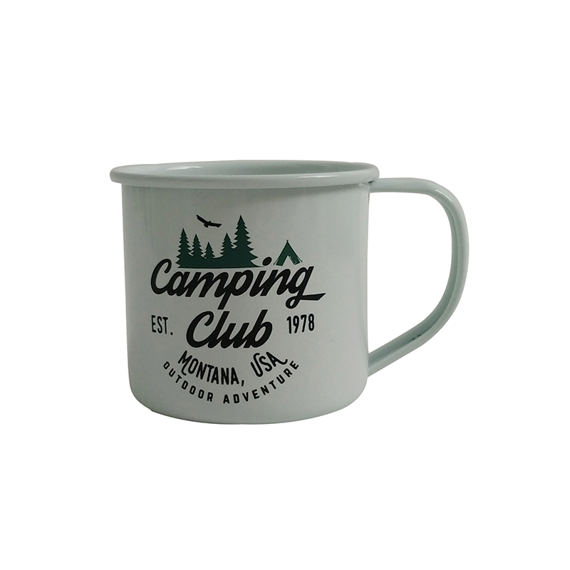 Cream White Enamel Metal Camping Camp Custom Mugs For Sale