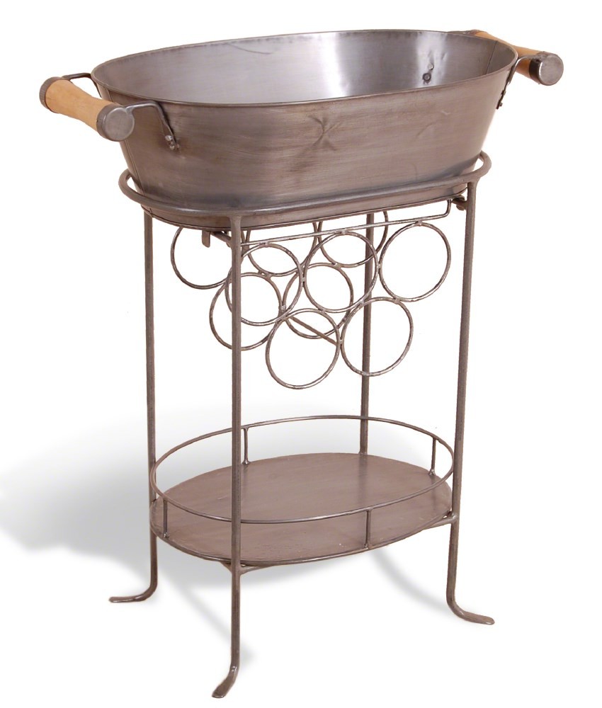 Power Coated Copper Antique Industrial Metal Beverage Tub with Stand
