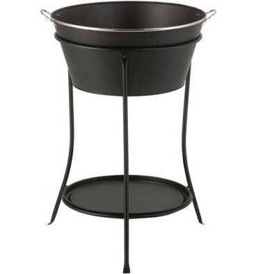 Black Steel Ice Bucket Drink Cooler Tub with Stand and Tray