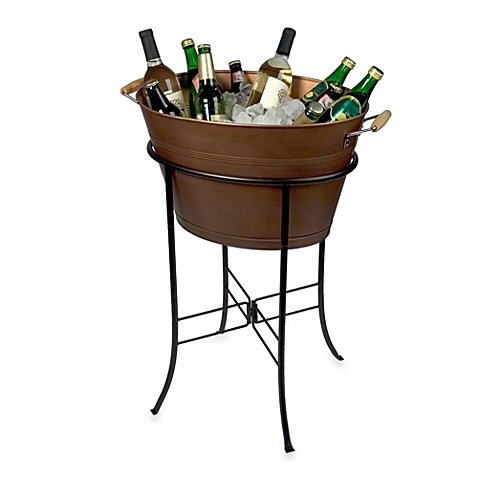 Indoor or outdoor use Antique Copper Oval metal Party drink Tub with Stand