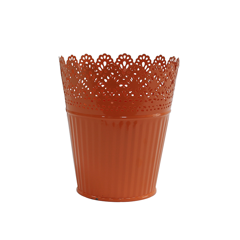 Artificial Planters/Plant Pot or Make-up Pencil Holder or Candle Holder Metal-Pierced Flower Wedding Vase Home Decor (Orange)
