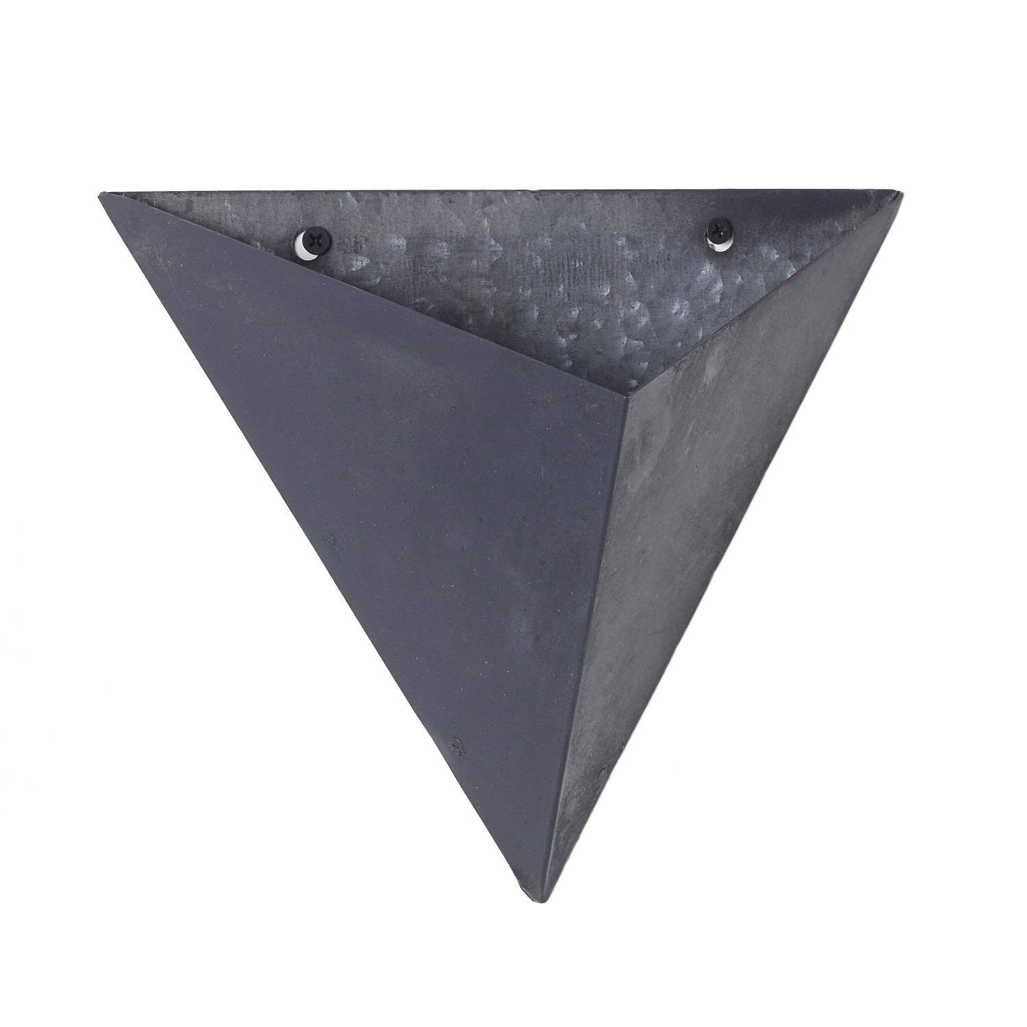 Triangular Wall Pocket Basket Planter, Slate Grey Metal