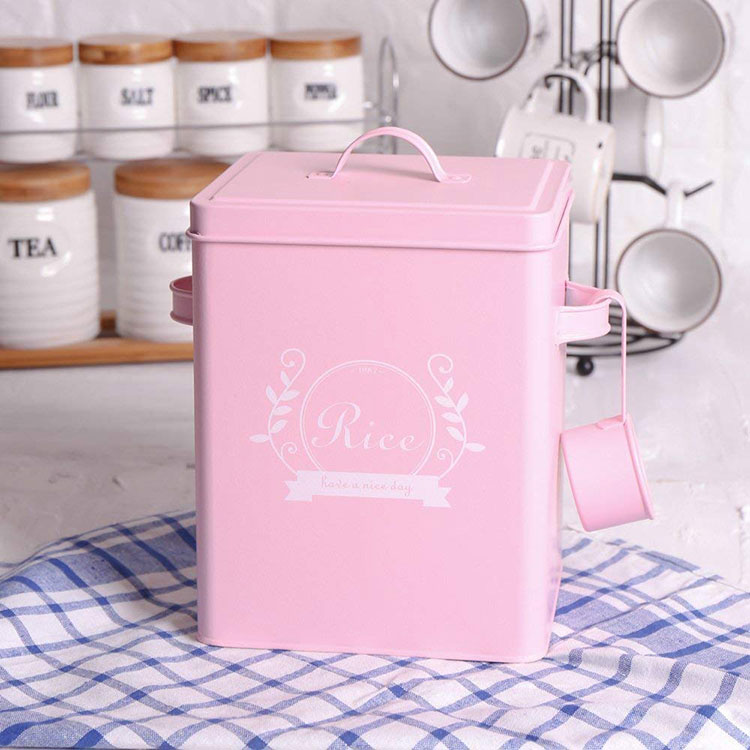 Hot Sale Square Kitchen Storage Tin Containers with Lid And Scoop