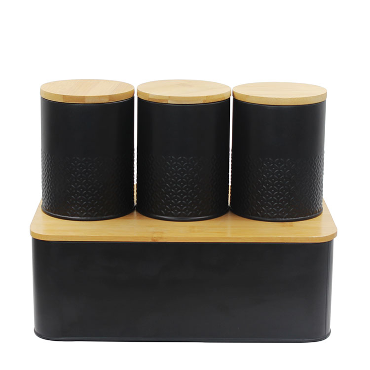 Bread Bin Loaves Storage Canister Tins and 3 Piece Kitchen Canister Set 
