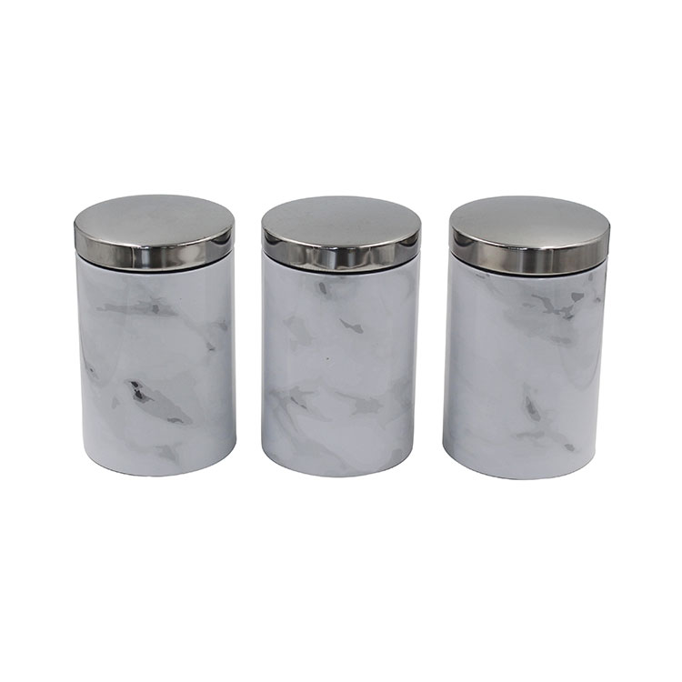 3 Piece Galvanized Metal Food Storage and Organization Canister Set 
