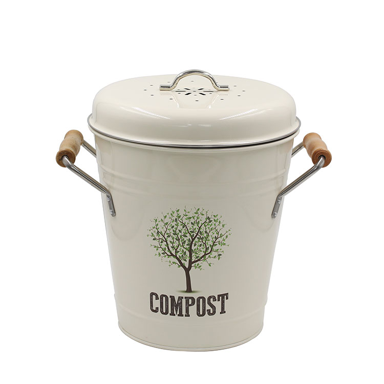 Carbon Steel Indoor Kitchen Compost Pail for Kitchen Countertop for Food Scraps