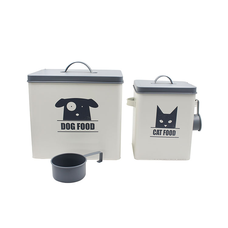 Coated Carbon Steel Dog Cat Pet Food Containers Set with Scoop for Cats or Dogs