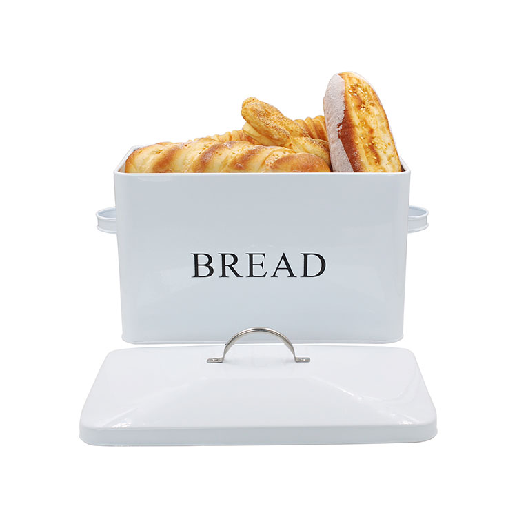 Bread Box for Kitchen Countertop-White Metal Bread Box Storage Bin for Farmhouse Kitchen 