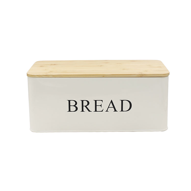 Farmhouse bread box, Vintage Style Metal Bread Bin with Bamboo Lid