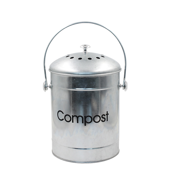 1.3 Gallon Kitchen Countertop compost Container Galvanized Steel Countertop kitchen metal Compost Bin