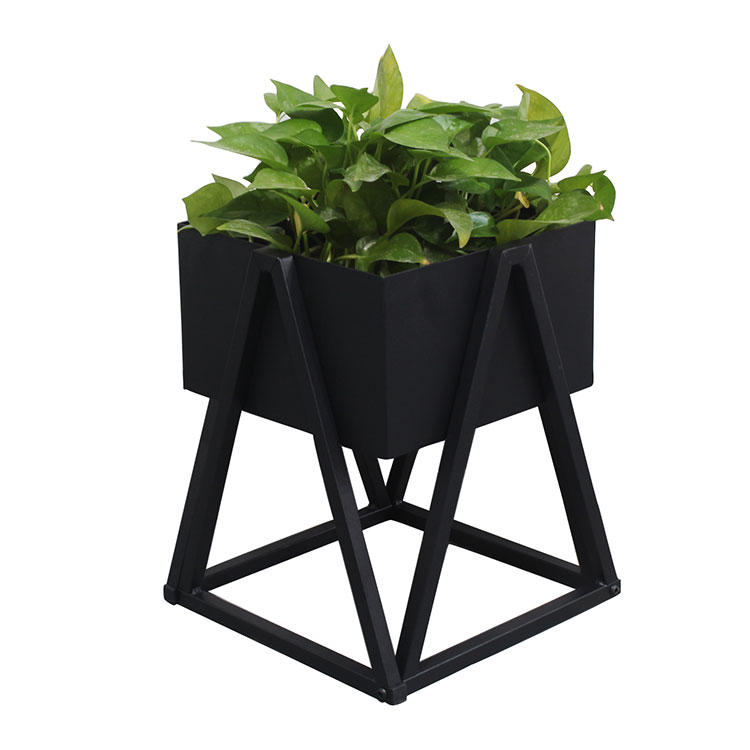 Square Modern Elevated Metal Planter Box For Garden plants and flowers