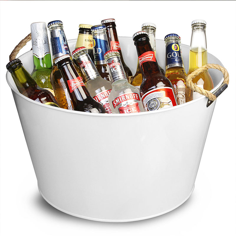 Metal Party Tub Ice Buckets Champagne Buckets Beverage Tub with Rope Handles for Kitchen Bar Party