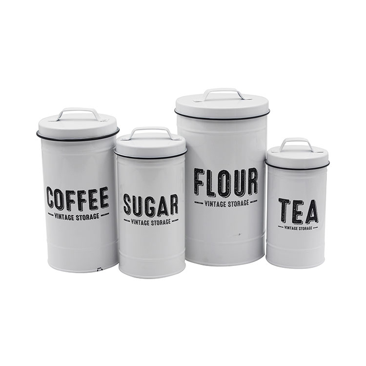 Wholesale Jars Food Grade Set of 4 Country Style Tea Coffee Sugar Flour Canisters Sets For The Kitchen Storage With Lid