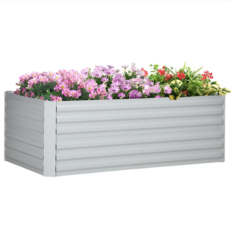 Galvanized Metal Garden Bed Kit Outdoor Planter Box Raised Garden Bed for Vegetables Flowers Herbs and Succulents