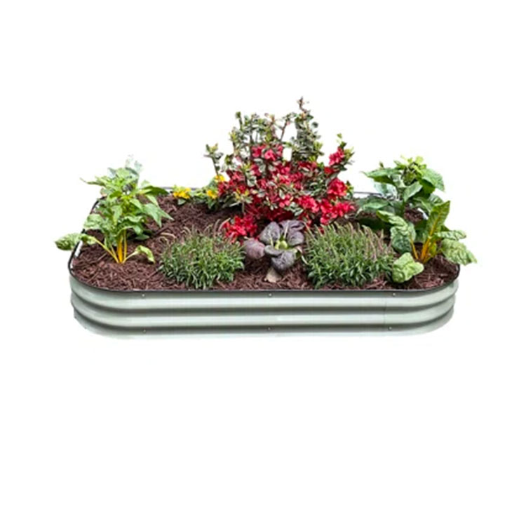 Large Galvanized Metal Planter Box Raised Garden Bed Kit for Planting Outdoor Plants Vegetables