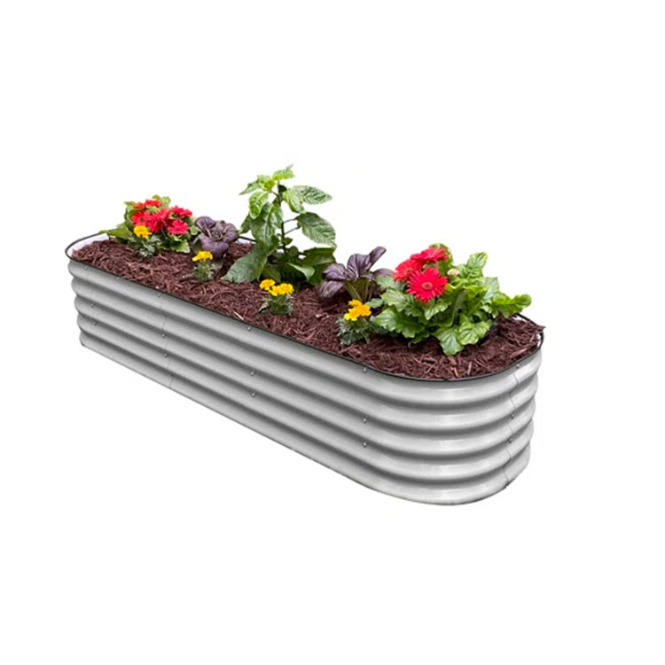 Outdoor Galvanized Raised Garden Bed Oval Above Ground Modular Metal Planter Boxes for Vegetables Flowers Herbs