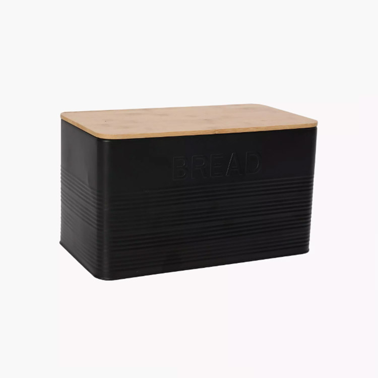Metal And Wood Bread Bin Bread Box with Bamboo Cutting Board Lid Bread Storage Co
