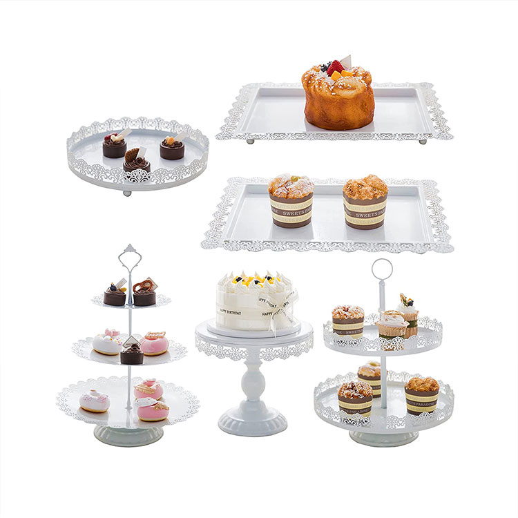 Elegant Decoration 6pcs Cake Stand Set Cupcake Holder Fruits Cakes Desserts Candy Plate Cupcake Tower Dessert Table Display Set