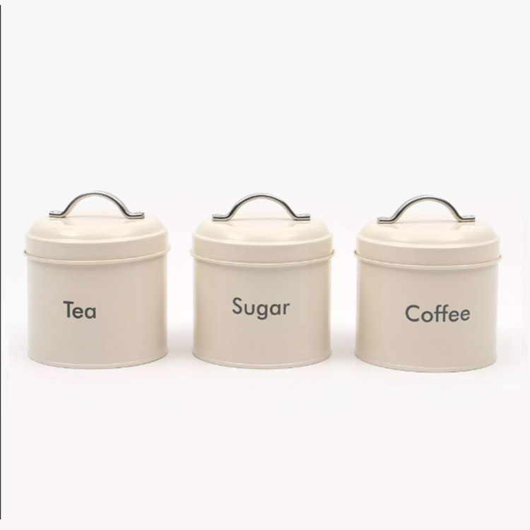 Farmhouse Galvanized Metal Food Storage Coffee Tea Sugar Container Set Canister Sets for Kitchen Counter
