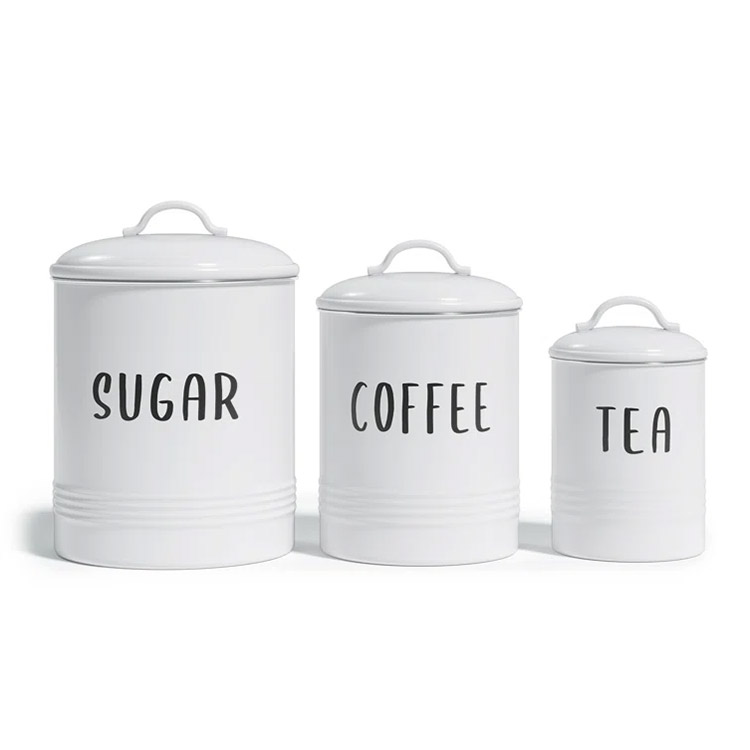 Decorative Nesting Kitchen Canisters Airtight Containers Rustic Farmhouse Sugar Coffee Tea Storage Set For Kitchen Counter