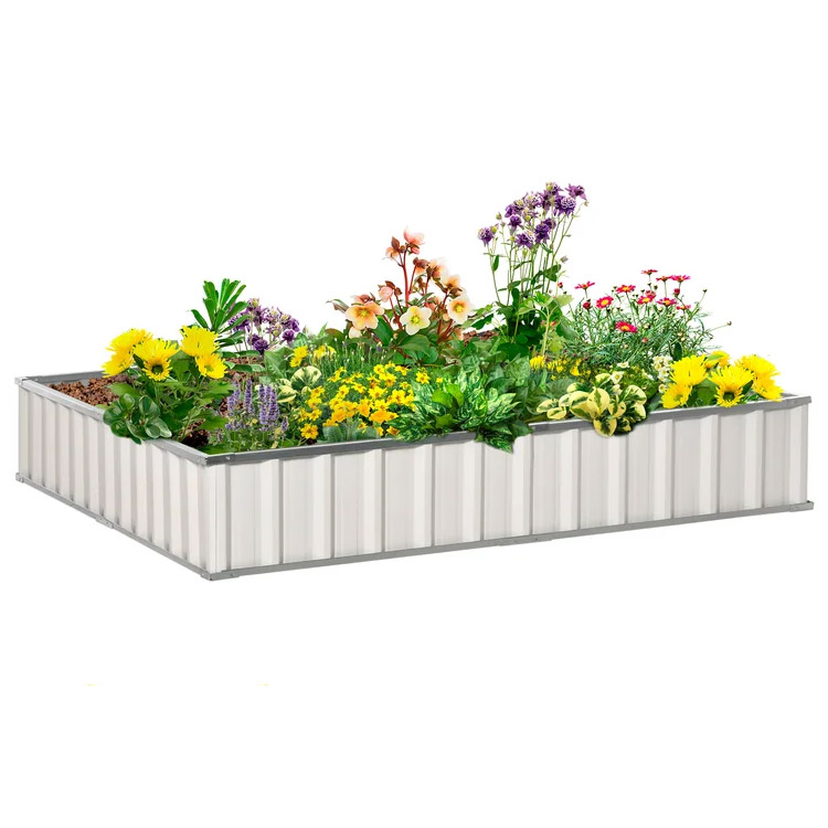 Galvanized Metal Outdoor Raised Garden Bed Large Steel Metal Planter Kit Box for Deep-Rooted Vegetables Flowers