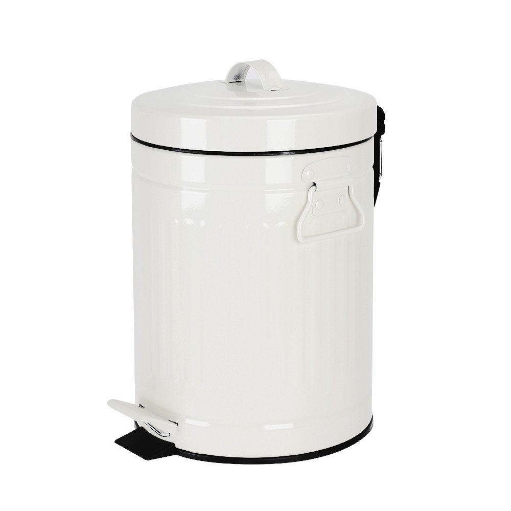 White Bathroom Trash Can, Trash Bin with Lid for Bedroom Bathroom Office, Soft Cl