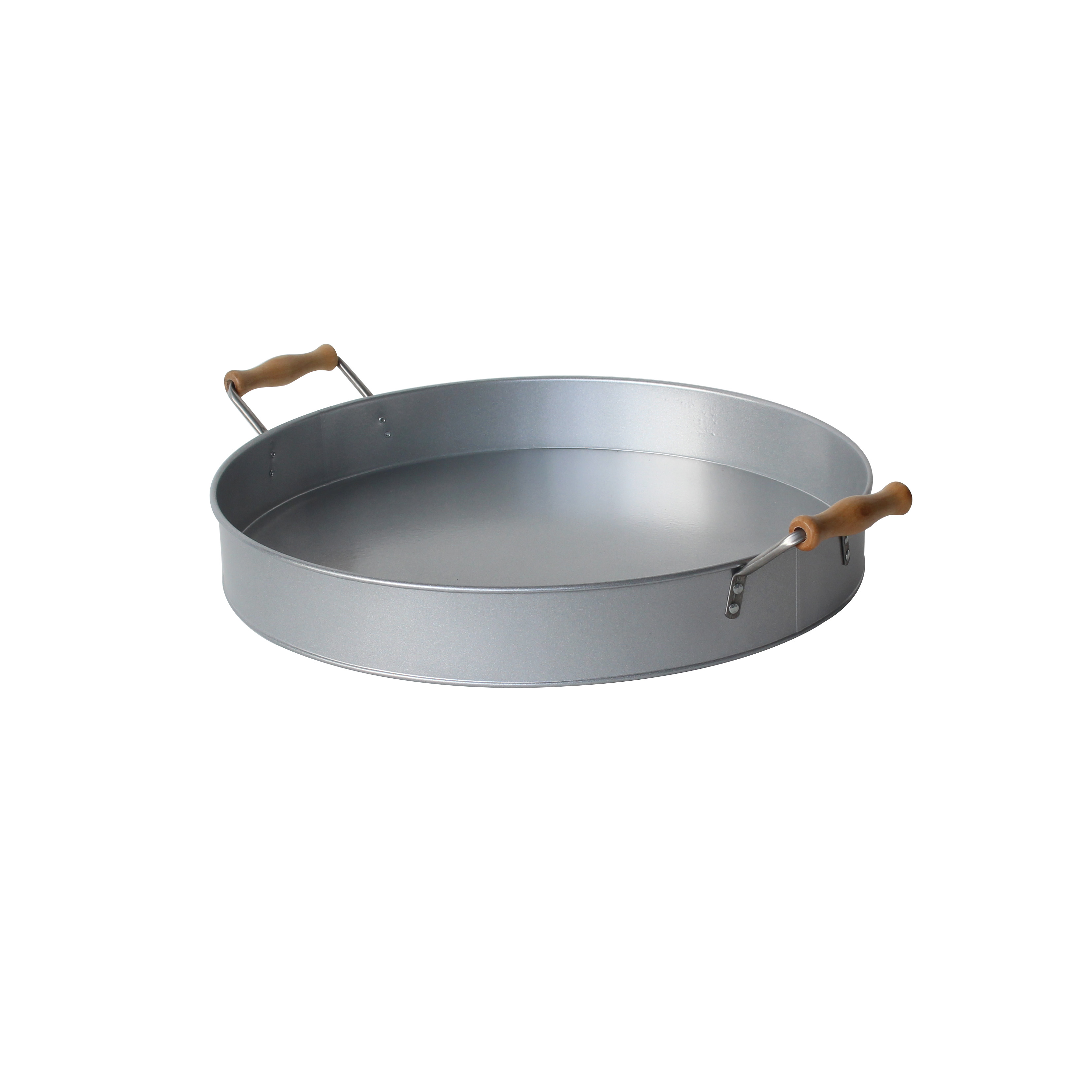 Galvanized Metal Round Tray with Rope Handle