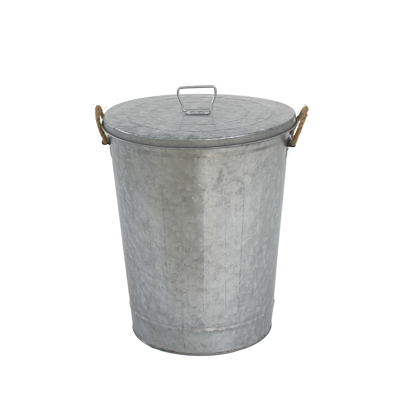 Outdoor Use Galvanized Steel Garbage Trash Bin