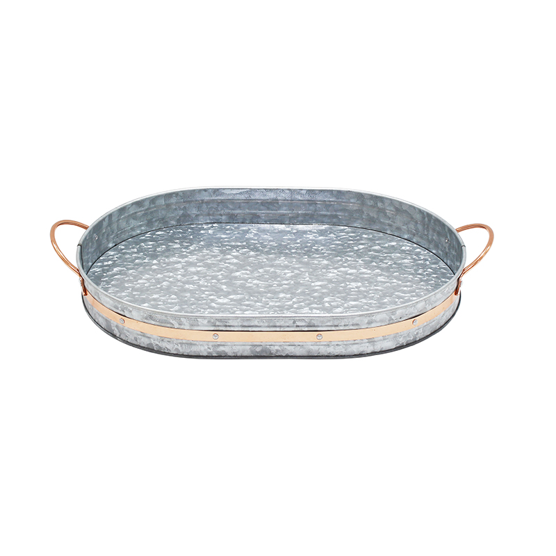 Factory wholesale oval galvanized tray with copper