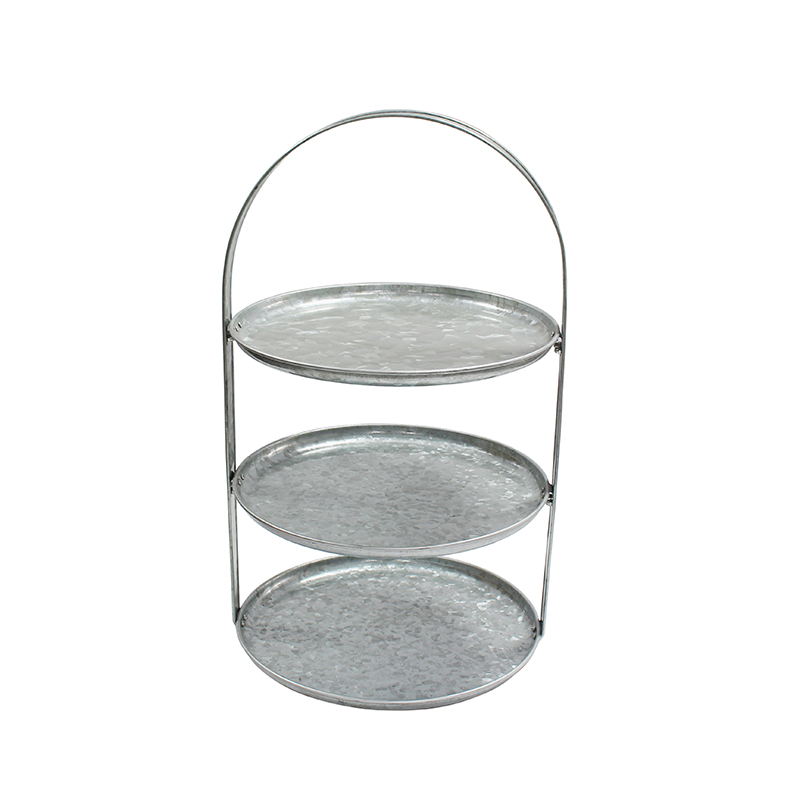 Indoor outdoor use galvanized metal 3 tier stand serving tray