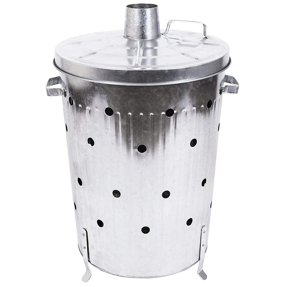 75l Galvanized Metal Dustbin Rubbish Paper Leaves Wood Waste burning bin