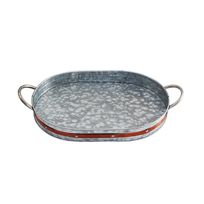 Galvanized Metal Oval Tray