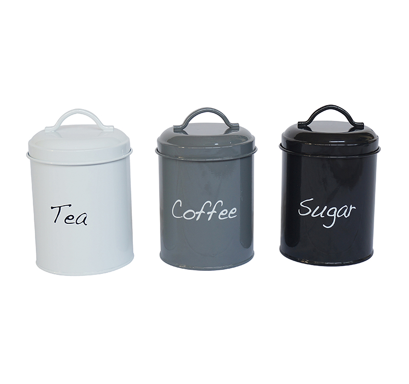 Vintage Metal tea coffee sugar canisters