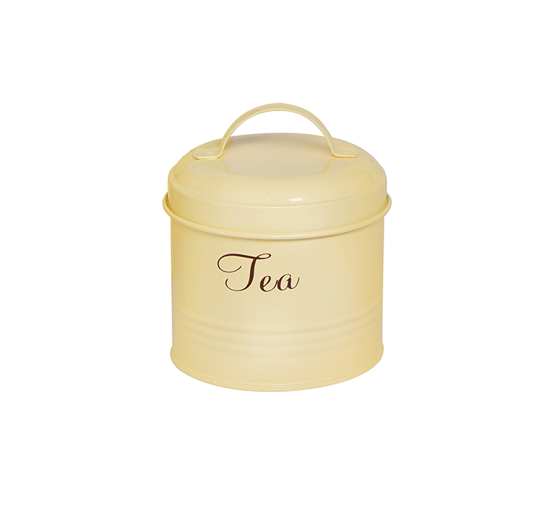 Round metal tea storage rustic kitchen canisters