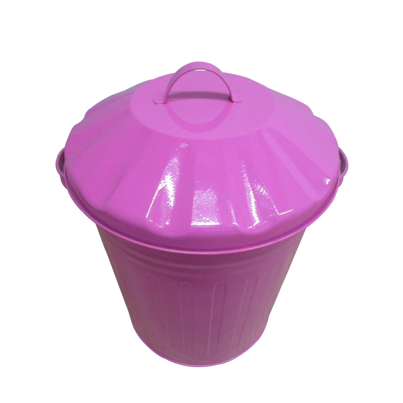 3 Gallon 12L custom muticolor pink metal steel garbage bin 