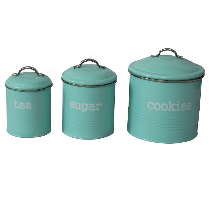 3-Piece Food Storage Metal Farmhouse Canister Set