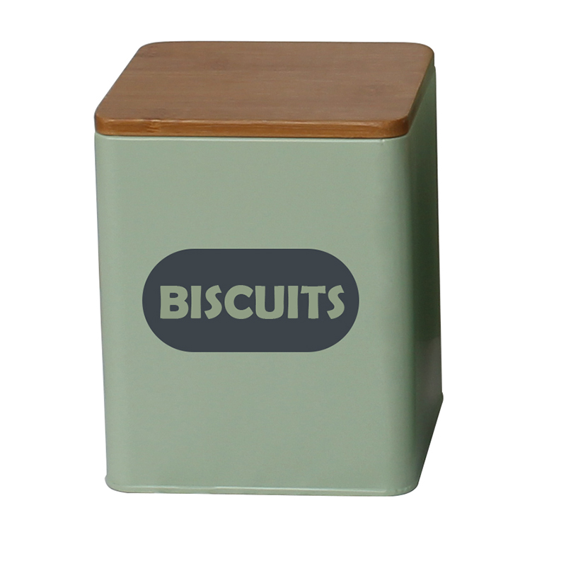 Square galvanized metal housewares kitchen biscuit tin