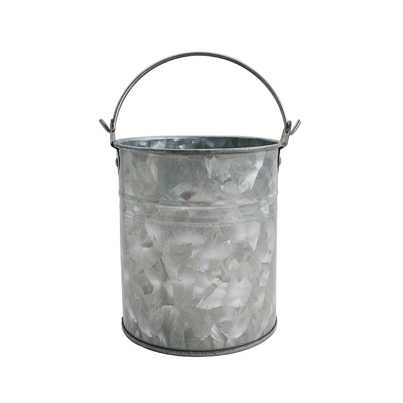 Sliver Waterproof French Style Iron Metal Galvanized Buckets 