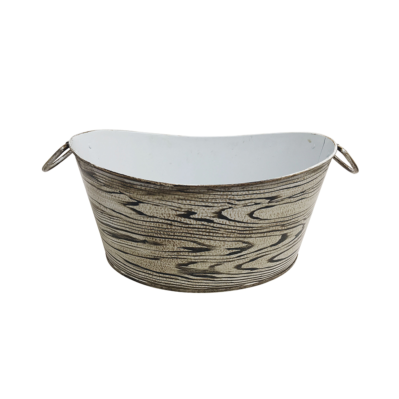 14-inch oval shaped hand-painted galvanized Metal Antique Party Ice Tub for Beverages