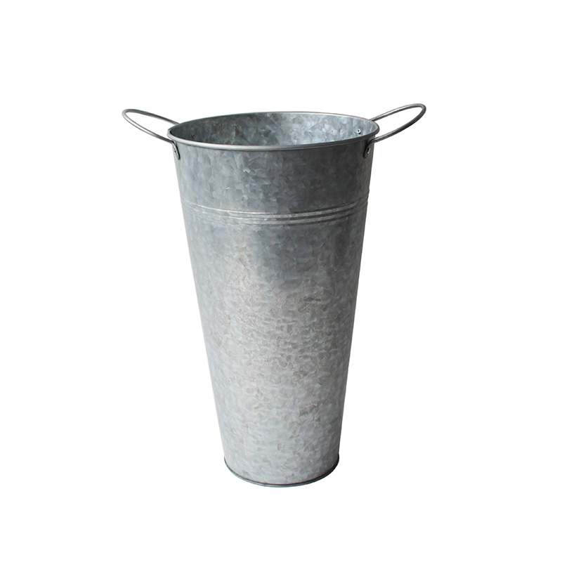 Galvanized Tin Bucket Rustic Flower Vase Metal Bucket with Handle for Gardening 