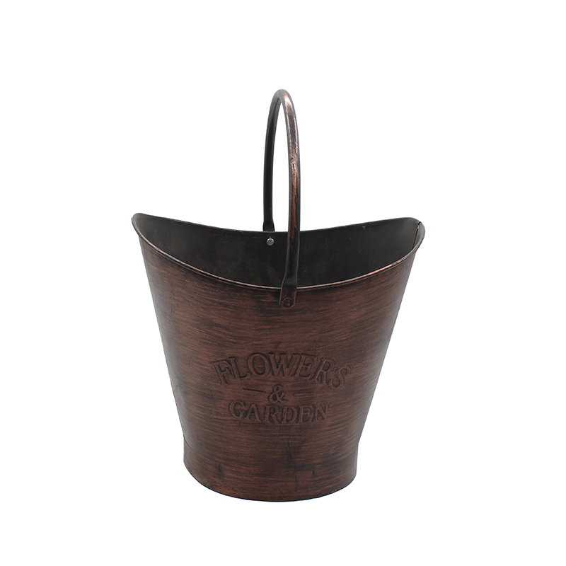 Vintage Finish Ribbed Metal Planter